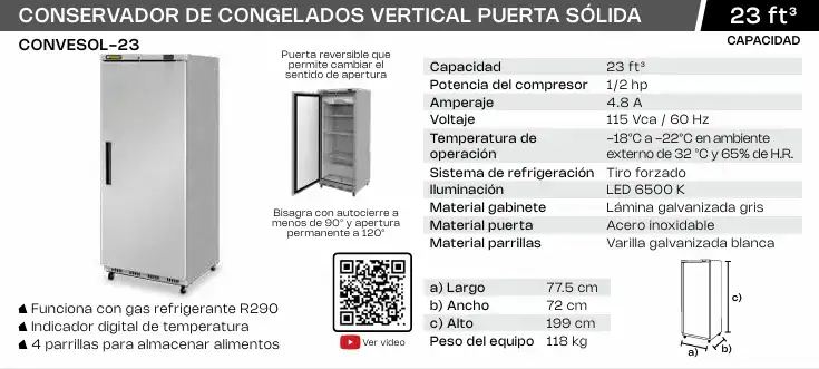 conservador de congelador vertical