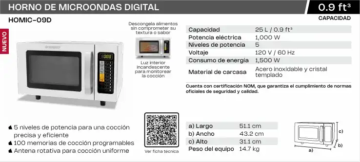 horno de microondas digital